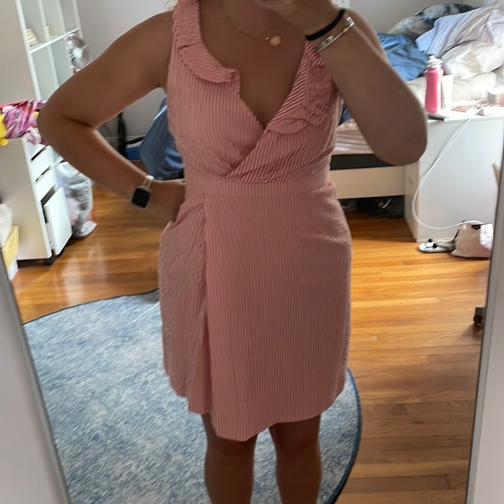 J crew stripe pink and white dress